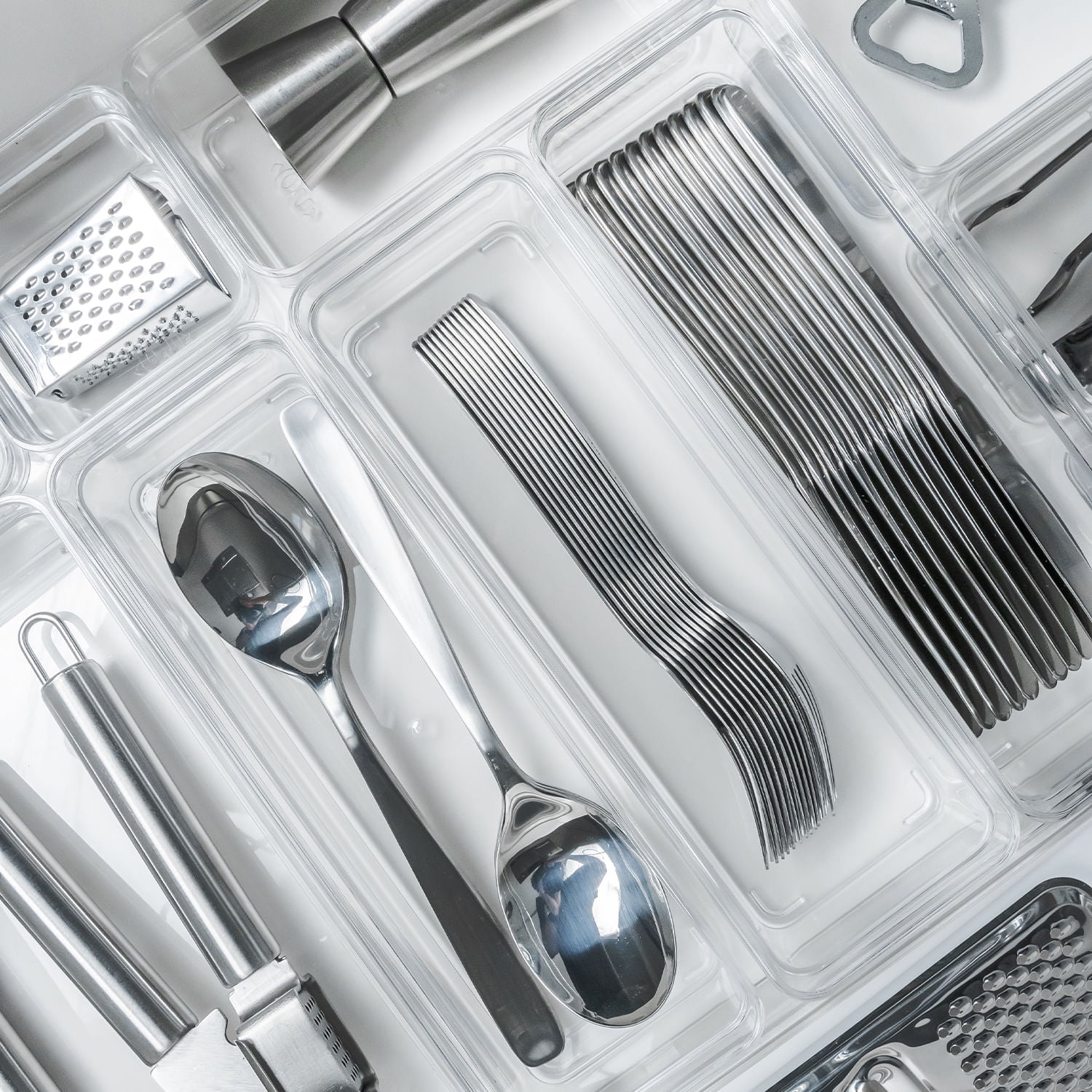 Organizador de gavetas Ou 22,5 x 7,5 x 5,6 Linha Clear Gavetas