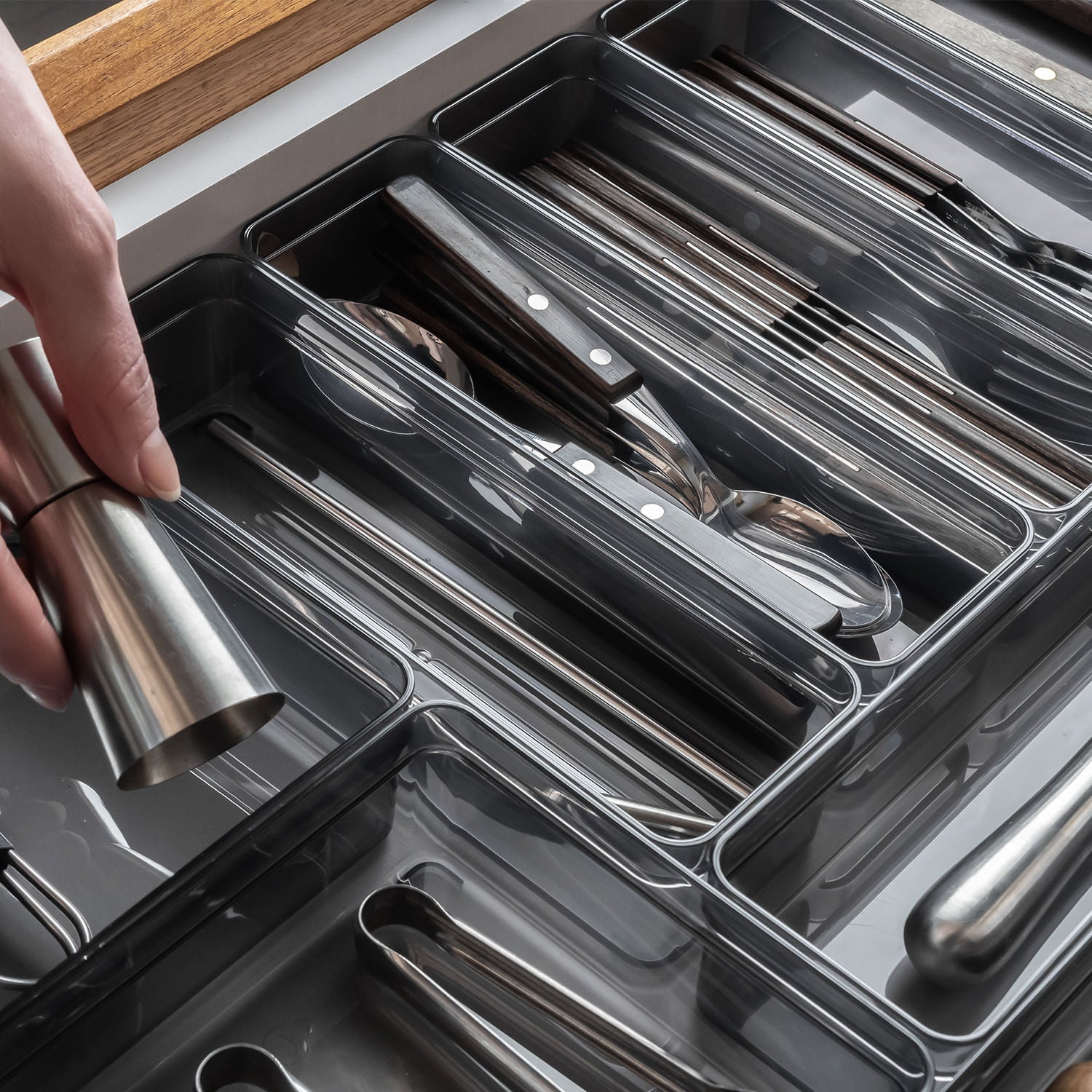 Organizador de gavetas Ou 22,5 x 7,5 x 5,6 Linha Clear Gavetas