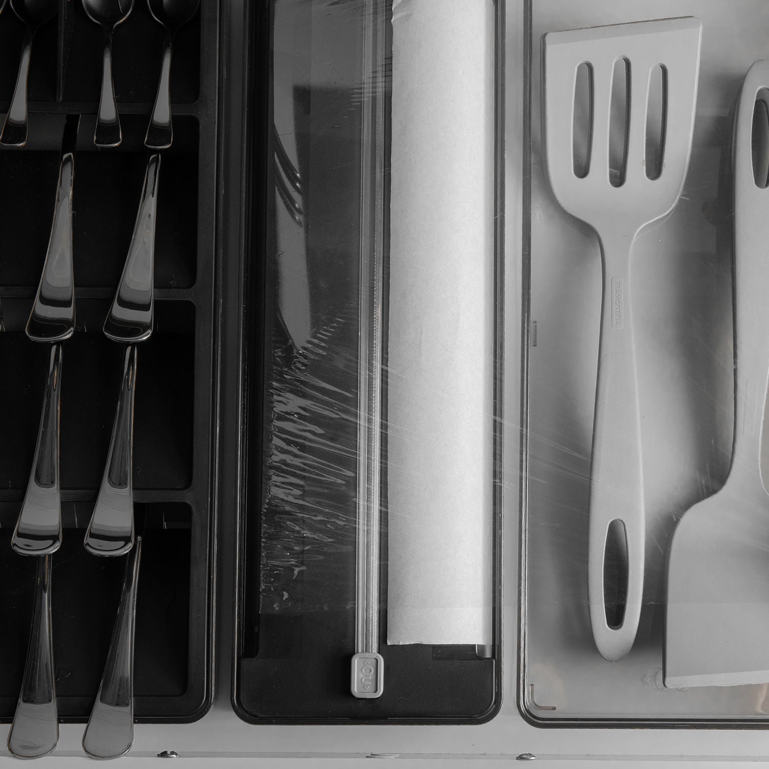 Organizador e cortador de rolos duplo Ou Linha Clear Gavetas