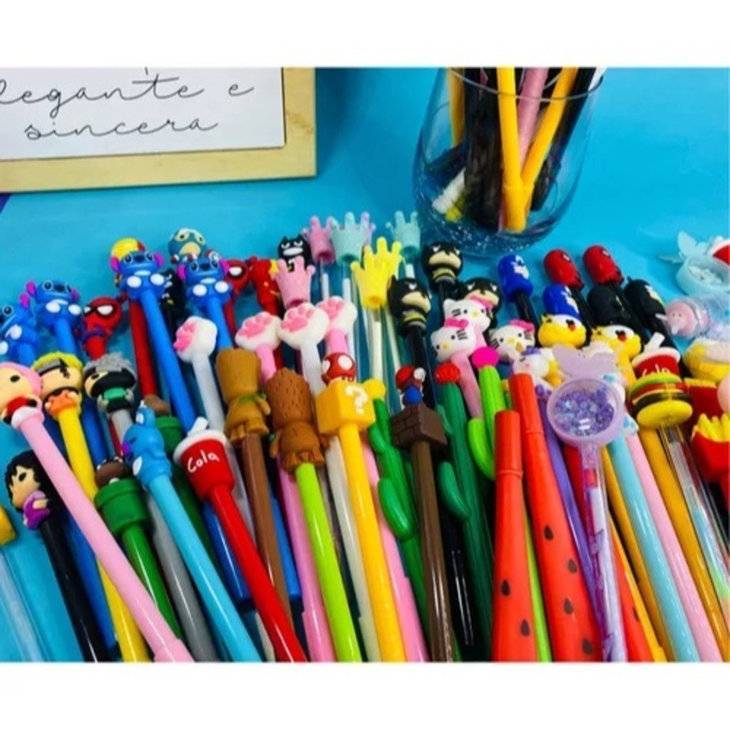 Kit 12 Canetas De Personagem Divesos Cores Pronto a Envio