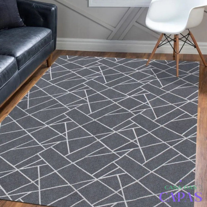 Tapete Abstrato AntiDerrapante - Cinza