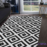 Tapete Bali AntiDerrapante - Branco/Preto