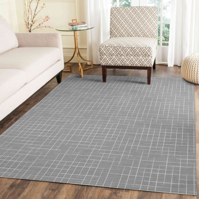 Tapete Listrado AntiDerrapante - Cinza/Branco