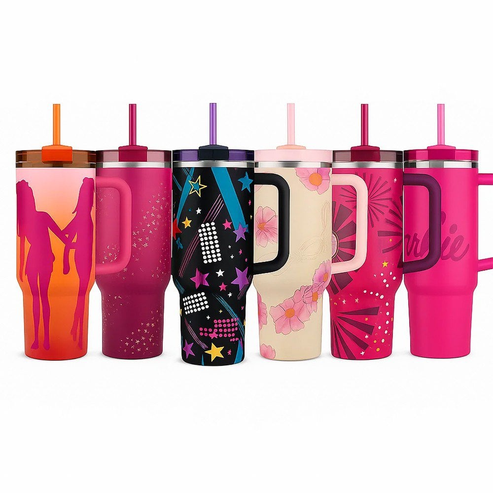 Caneca Garrafa Térmica Estampas Femininas 1200ml Com Canudo U / VARIADA